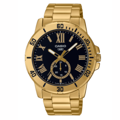 Casio General MTP-VD200G-1B Gold Stainless Steel Band Men Watch